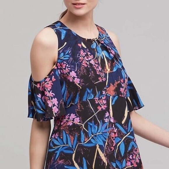 Anthropologie Maeve Elia Cold Shoulder Floral Dress, Size 0 NWOT - Picture 12 of 12